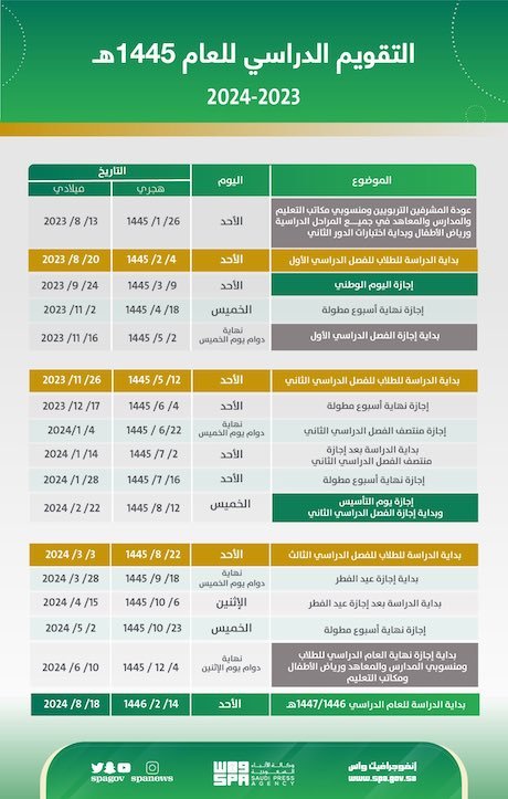 التقويم الدراسي